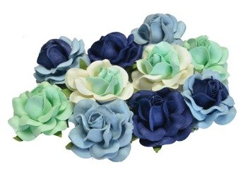 Niebieskie i miętowe Trellis róże - duże 4,5cm 10szt IAR